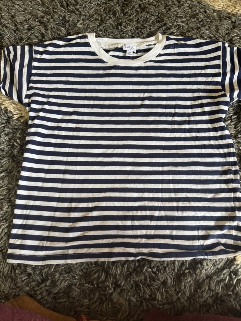 J. Crew  Navy and White Striped Short Sleeve Tee